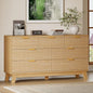 57" Long Dresser for Bedroom, 7-Drawer Fluted Chest, Wide Wood Storage Dresser with Metal Slides and Handles, Stable Base, Modern Clothes Organizer for Primary Suite, Guest Room, Nursery