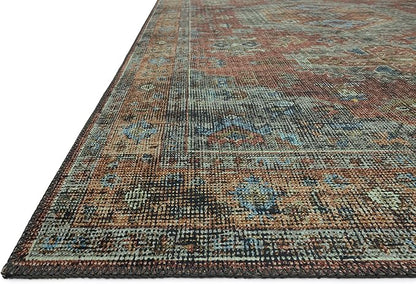 Loloi Skye Collection SKY-07 Terracotta/Sky 7' x 9' Oval Area Rug