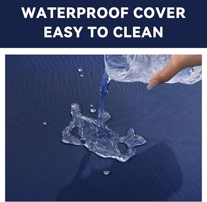 MABOZOO Fall Mats for Elderly, 70"*24"*2" Waterproof Bi-Fold Floor Mat Beveled Bedside Floor Mat Reduce Risk for Elderly & Hospital Patients (Blue