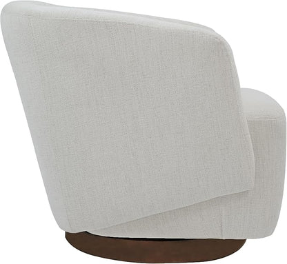 MINCETA Accent Chair,360° Swivel Chairs with Wood Base,Modern Swivel Accent Chair for Living Room and Bedroom,Performance Fabric in Ivory