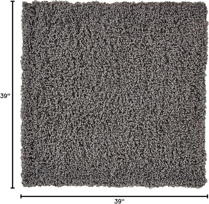 Unique Loom Solid Shag Collection Area Rug (3' 3" Square, Graphite Gray)