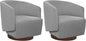 MINCETA Accent Chair,Modern Swivel Chairs for Living Room and Bedroom Reading with Wood Base,Set of 2,Performance Fabric in Gray
