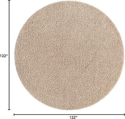 Unique Loom Solid Shag Collection Area Rug (10' 2" Round, Taupe)
