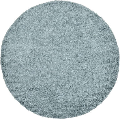 Unique Loom Solid Shag Collection Area Rug (8' Round, Light Slate Blue)
