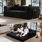 78.8" Convertible Sofa Bed,Corduroy Futon Couch with Storage Pocket,Folding Pull Out Futon Sofa, No Assembly Boneless Couch for Living Room,Black