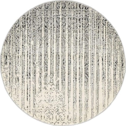 Unique Loom Del Mar Collection Area Rug - Jennifer (3' 3" Round, Gray/ Black)