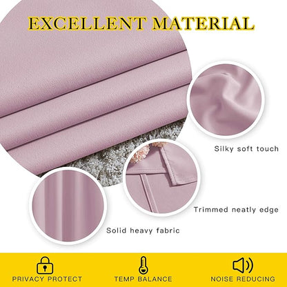 NICETOWN Baby Pink Room Darkening Bedroom Curtains 96 inches Long, Grommet Thermal Insulated Room Darkening Window Treatments Sound Reducing for Living Room, W46 x L96, 2 Panels