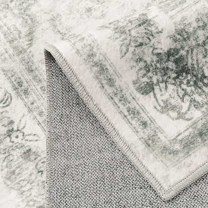 Washable Rug 9x12 Area Rug for Living Room Gray Vintage Boho Medallion Large Grey Distressed Retro Carpet Non Slip Indoor Low Pile Small Soft Bedroom Dining Room Home Office