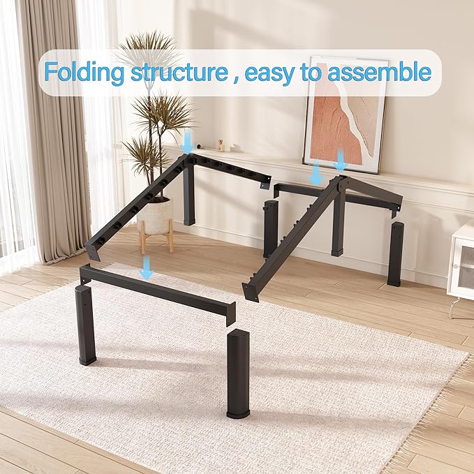FUIOBYVV 10 Inch Twin XL Bed Frame with Round Corner Edge Legs 3500 lbs Metal Heavy Duty Steel Slats Support No Box Spring Needed Platform Noise Free Easy Assembly