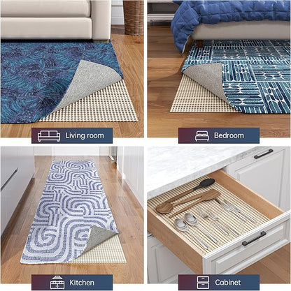 Non-Slip Rug Pad Gripper 2.5x12 Feet, Anti Skid Mat for Kitchen Hallway Runner Rug, Keeps Rugs in Position and Safe, Thick Cushioned Carpet Pad for Hardwood Floors Protection