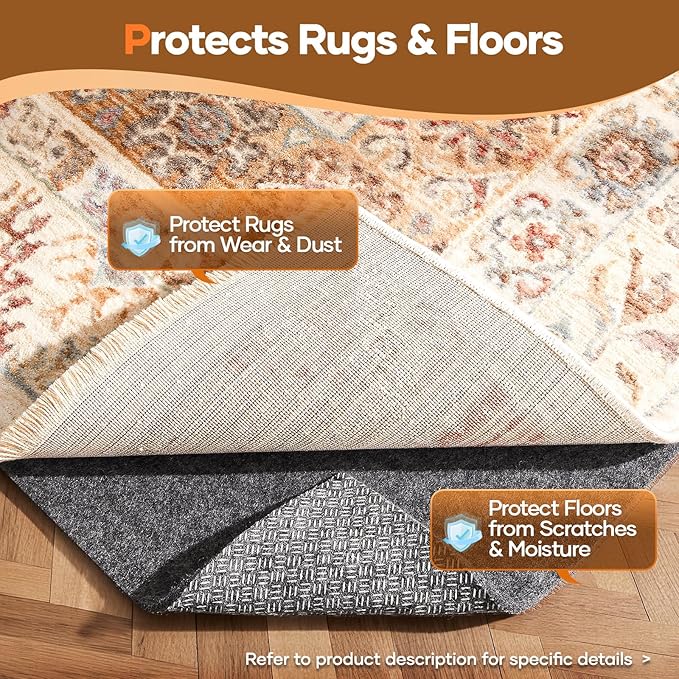 Veken Non Slip Cushioned Runner Rug Pad Gripper 2 x 10 Ft, Felt and Silicone Backing, 1/4 inch Thick Carpet Liner for Hardwood Floors and Finishes, Under Area Rugs Anti Skid Mat, Keep Rugs in Place
