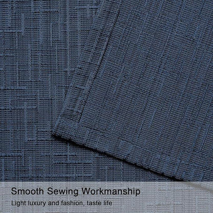 Jacquard Linen Curtains 84 inch Length 2 Panels Thick Faux Linen Blended Window Drapes Burlap Textured Curtains with Grommet for Living Room Bedroom Farmhouse (52x84 Navy) Natural