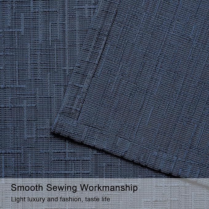Linen Curtains 188 inch Length 2 Panels for High Ceiling Extra Long Thick Faux Linen Window Drapes Burlap Textured Curtains with Grommet for 2 Story High Living Room (52x188 Navy)