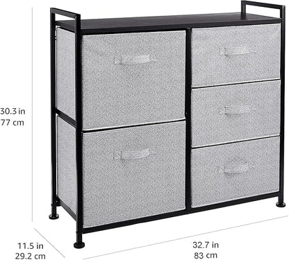 Amazon Basics Closet Organizer Drawers with 5-Fabric Storage Units, Black