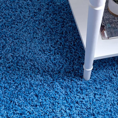 Unique Loom Solid Shag Collection Area Rug (7' 1" Round, Periwinkle Blue)