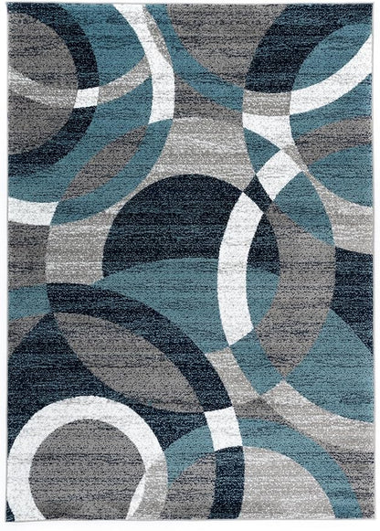 Rugshop Contemporary Abstract Circles Perfect for high Traffic Areas of Your Living Room,Bedroom,Home Office,Kitchen Area Rug 9' x 12' Blue