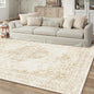 6x9 Vintage Washable Area Rugs Boho Medallion Large Distressed Retro Accent Carpet Floral Non-Slip Soft Low Pile Indoor Throw Rug for Living Room Bedroom Dining Room Office Kitchen, Beige