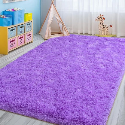 Shag Rugs 8x10 Purple Rug for Living Room Bedroom Decor, Large Fluffy Shaggy Rug for Kids Girls Dorm, Soft Fuzzy Plush Carpet