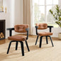 Art Leon Modern Dining Chairs - Set of 2 Mid Century Dining Chairs Faux Leather Upholstered Swivel Dining Chair, Comfy Desk Chair No Wheels Accent Arm Chairs for Kitchen Living Room Study, Brown