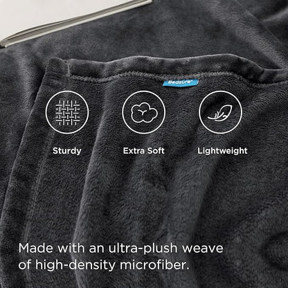 Bedsure GentleSoft Fleece Blanket Twin Size Dark Grey - 300GSM Lightweight Plush Fuzzy Cozy Soft Warm Blanket for Bed, Sofa, Couch, Travel, Camping, 60x80 inches