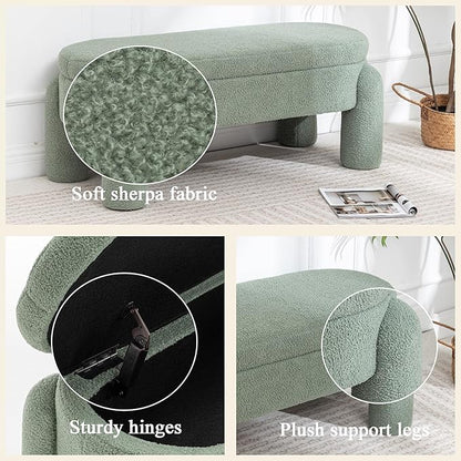 Ottoman with Storage, Large Foot Rest Ottoman Storage Bench,End of Bed Bench,Upholstered Seating,for Entryway, Hallway, Living Room,Bedroom (Green)