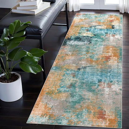 vivorug Runner Rug 2'x8' Machine Washable Non-Slip Runners for Hallways Kitchen Entryway Laundry Room Modern Abstract Carpet Hallway Runner, Rosy Clouds