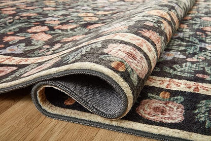 Loloi Rifle Paper Co. Eden Collection EDE-02 Mughal Garden Black 2'-6" x 7'-6" Runner Rug feat. CloudPile™