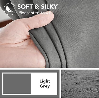 Deconovo Blackout Curtains, Thermal Insulated, W52 x L63 2 Panels, Back Tab, Machine Washable, Room-Darkening Drapes for Bedroom/Living Room Light Grey