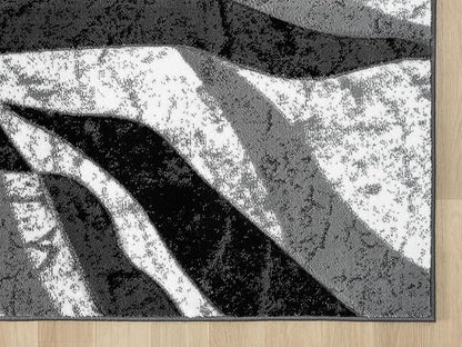 Modern Abstract Area Rug Hand Carved Contemporary Geometric Swirls Vibrant Colors Carpet for Living Room Bedroom Design PR1002 (Grey, 5' x 7')