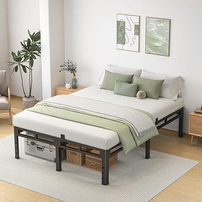 NKZ Full Size Bed Frame 20 Inch, Metal Bed Frame & Box Spring 2 in 1 Platform with Round Corner Legs, 4000lbs Weight Capacity Reinforced Metal Frame, Headboard Hole, Noise-Free, Easy Assembly