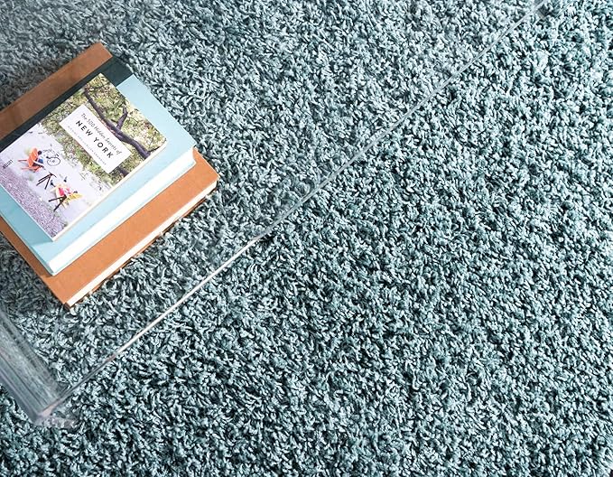 Unique Loom Solid Shag Collection Area Rug (2' 2" x 6' 7" Runner Light Slate Blue)