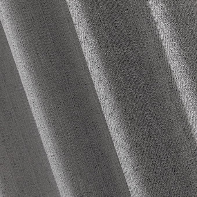 Amazon Basics Faux Linen Blackout Curtains for Bedroom and Living Room, 2-Piece Set with Grommets, 42" W x 84" L, Grey
