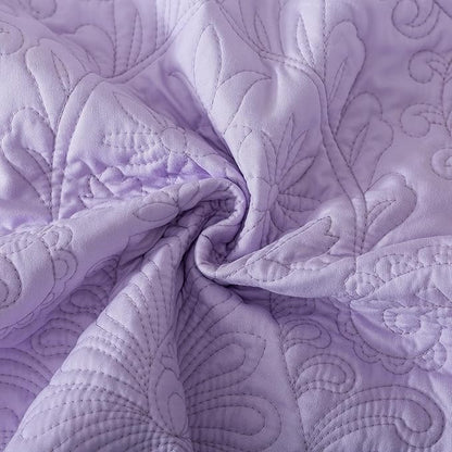 HoneiLife Quilt Sets King Size - Microfiber Bedspreads for King Bed, 3-Piece Lightweight Coverlets, Retro Bedlinen Sets, King Quilt Bedding Set All Season Use-Light Purple