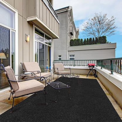 Ottomanson 3'11" x 10' Hallway Runner with Scraper Pile - Extra Durable Non-Slip Rug Mat for Indoor & Outdoor Use - Ideal for Kitchen, Entryway & Garage - High-Traffic Carpet, Black