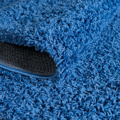 Unique Loom Solid Shag Collection Area Rug (7' 1" Round, Periwinkle Blue)