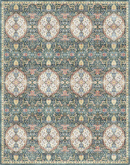 Gertmenian Indoor Bohemian Accent Rug - 3x5 Small, Non-Shedding, Ideal for High Traffic in Living Room, Bedroom, Entryway - Moroccan, Dk. Green, 26838