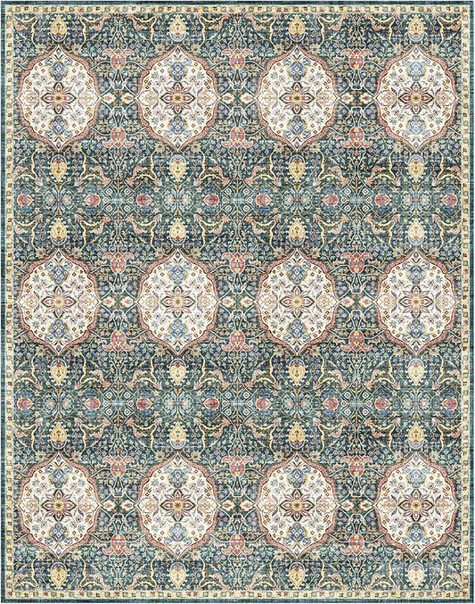 Gertmenian Indoor Bohemian Accent Rug - 3x5 Small, Non-Shedding, Ideal for High Traffic in Living Room, Bedroom, Entryway - Moroccan, Dk. Green, 26838