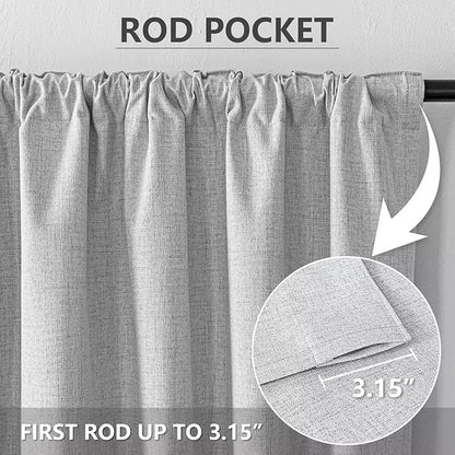 100% Blackout Curtains for Living Room, 108 Inch Curtains 2 Panel Set Light Blocking, Back Tab & Rod Pocket Thermal Insulated Drapes Bedroom Windows Home Decor(52W × 108L inch, Off-White)