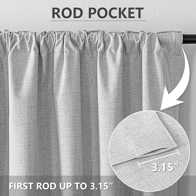 100% Blackout Curtains for Living Room, 90 Inch Curtains 2 Panel Set Light Blocking, Back Tab & Rod Pocket Thermal Insulated Drapes Bedroom Windows Home Decor(52W × 90L inch, Off-White)