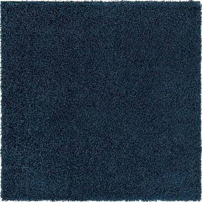 Unique Loom Solid Shag Collection Area Rug (5' 1" Square, Sapphire Blue/ Navy Blue)