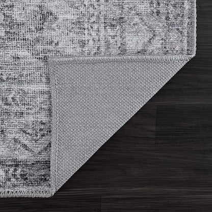 Bloom Rugs Washable 9' x 12' Rug - Ivory/Silver Gray Traditional Area Rug for Living Room, Bedroom, Dining Room, and Kitchen - Exact Size: 9' x 12'