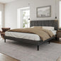 Full Size Bed Frame with Fabric Upholstered Headboard, Platform Bed with Wooden Slats Support, Fully Mattress Foundation, Box Spring Optional, Easy Assembly