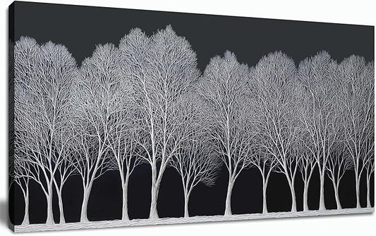 Trogonup Black and White Wall Art for Bedroom Large Forest Picture Landscape Tree Artwork for Living Room Home Office Modern Canvas Prints Ready to Hang 20"x40"