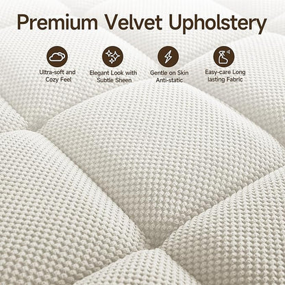 41.7" Chaise Lounge Chair Indoor, Oversized Boucle Upholstered Sofa Bed, Adjustable Backrest Deep Seat Reading Chair, Sofas Couches for Living Room with Storage, Cup Holders & 360° Swivel Side Table