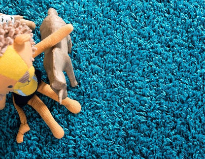 Unique Loom Solid Shag Collection Area Rug (6' 1" x 9' Rectangle, Turquoise)