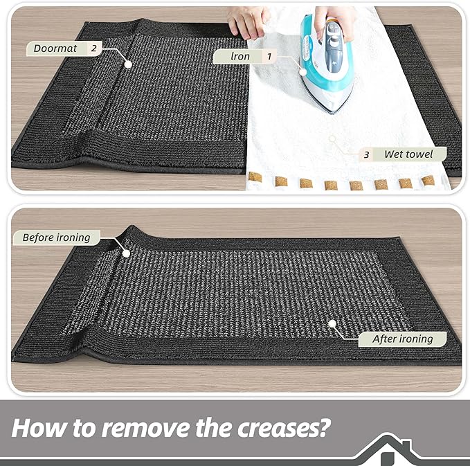 BEQHAUSE Indoor Door Mat 32" x 48", Dirt Trapper Door Mats Non-Slip Entryway Rugs Washable, Resist Dirt Absorbent Welcome Mat, Low Profile Floor Mats for Front Back Door and Entryway, Charcoal