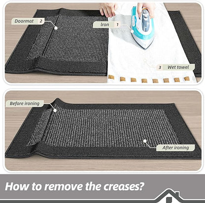 BEQHAUSE Indoor Door Mat 20" x 32", Dirt Trapper Door Mats Non-Slip Entryway Rugs Washable, Resist Dirt Absorbent Welcome Mat, Low Profile Floor Mats for Front Back Door and Entryway, Charcoal
