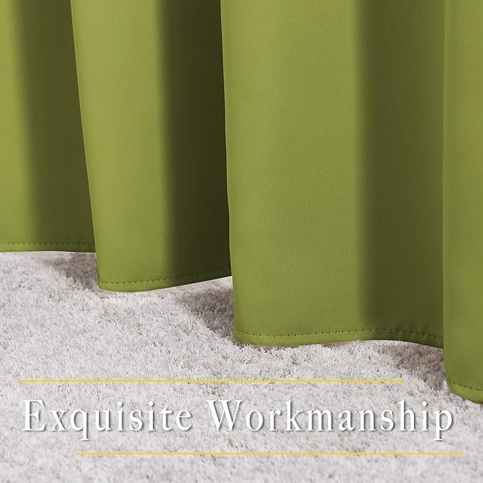 NICETOWN Room Darkening Curtains 90 inches Long for Bedroom - Grommet Light & Heat Blocking Window Treatments Soundproof Drapes for Living Room (2 Panels, W52 x L90, Fresh Green)
