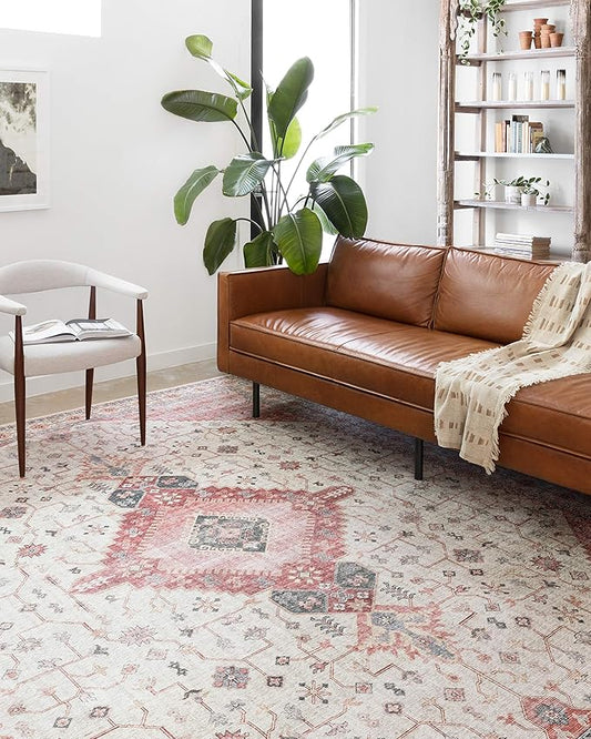 Loloi II Skye Collection SKY-02 Ivory/Berry 5'-0" x 7'-6" Area Rug