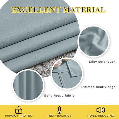 NICETOWN Living Room Curtains for Windows 84 inch Long - Stormy Sea Decorative Grommet Room Darkening Window Treatments for Bedroom/Porch, 2 Panels = 104" Wide